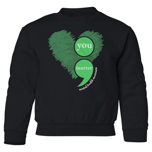 You Matter Semicolon Heart - Mental Health Awareness Youth Crewneck Sweatshirt
