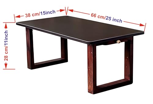 Image of Foldable Lap Desk | Plywood Bed Table - Modern Dark Finish, Sturdy Laptop Table for Study, Work, Sofa, Couch, Floor Use, Wide Wooden Legs, Near-Invisible Top (26 inch X 15 inch Large)