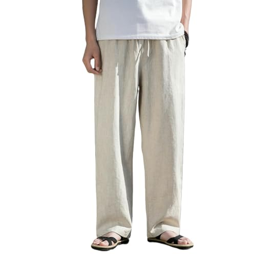 Pantalon en coton lin homme droit décontracté et léger printemps été