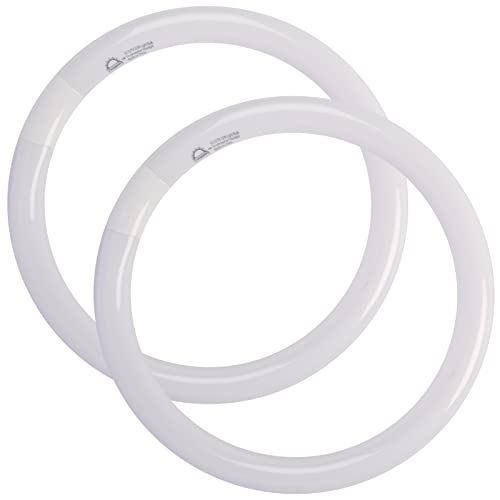 COOGGALAN FC12T9/DX 32W 12 inch T9 Circular Light Bulb Daylight Round Fluorescent Circline Bulbs FC12 T9 32 Watts Kitchen and Bath G10q 4 Pin Prong 6500K 2 Pack