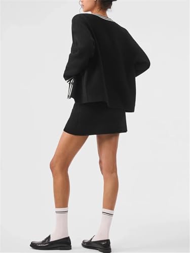 Women's Cardigan Sweaters Oversized Color Blocked V Neck Button Down Open Front Knit Long Sleeve Lightweight Jackets4