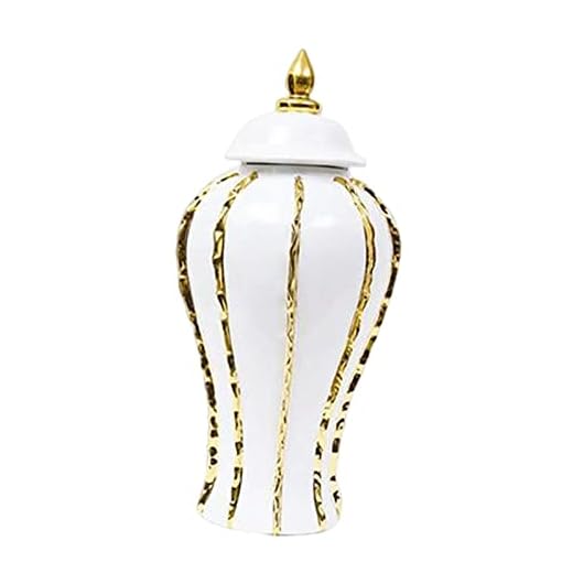 FAKEME Ceramic Vase Porcelain Ginger Jar 12 inch Display Handicraft Decoration Temple Jar Storage Jar for Weddings Office Party Living Room Home