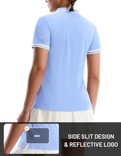 Image of MIER Golf Polo Shirts for Women - 1 /4 Zip Short Sleeve Tennis Tops, Dry Fit
