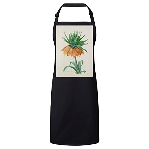 Tablier noir premium Fritillaire Impériale illustration botanique élégante