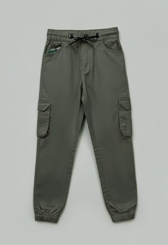 Image of A.T.U.N. (ALL THINGS UBER NICE) Boys Cotton Cargo Pants | Soft Comfortable Casual Wear | Relaxed Fit Trousers with 6 Utility Pockets | Adjustable Waist for Daily Outdoor and Travel Use
