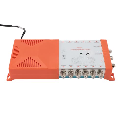 12 Channel Distribution Amplifier, Ultra Low Noise Cascade Distribution Amplifier, A112C 4G LTE Low Noise 1 Input 12 Outputs for Connecting Multiple Televisions (US)