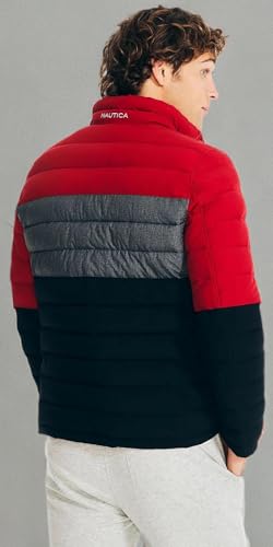 Image of Nautica Men's Reversible Quilted Puffer Jacket -Midweight Mechanical Stretch Winter Coat