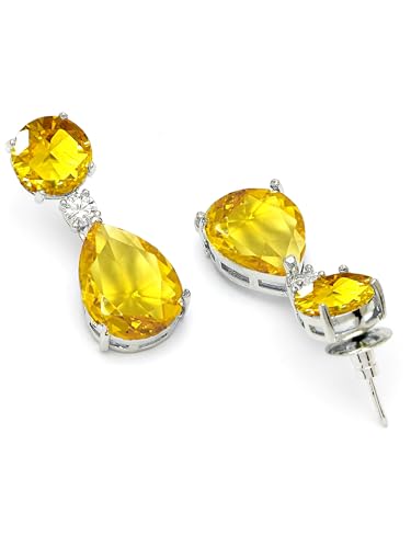 Image of Karatcart Silver Tone Green American Diamond Drop Earrings for Women