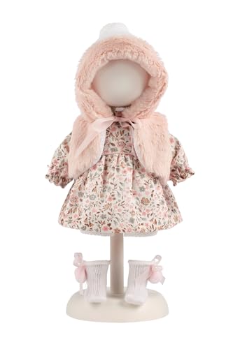 Llorens - Llorens 1025908 - Vêtements pour poupée de 35 cm - Ensemble de vêtements romantiques avec robe à fleurs et gilet à capuche douillet