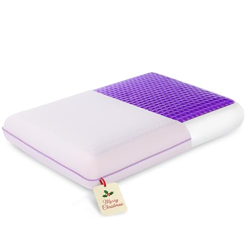 EGOHOME Cooling Gel Memory Foam Pillow - Reversible Cooling Cover, Neck Support for Side, Back and Stomach Sleepers, Removable & Machine Washable, All-Season Comfort, Standard Size, Purple