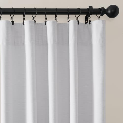 HPD Half Price Drapes Ravello Burnout Velvet Curtains 84 Inches Long (1 Panel) - Rod Pocket Room Darkening Curtains & Drapes for Bedroom, Living Room & Windows - 50X84, White