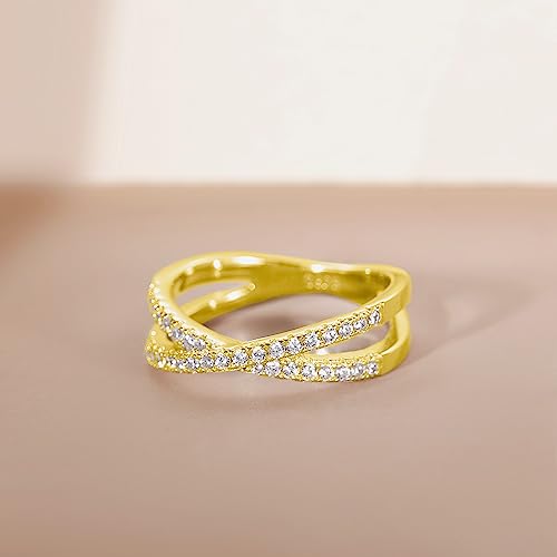 925 Sterling Silver X Cross Ring Cubic Zirconia CZ Wedding Band for Women Size 3-132