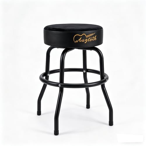 Augioth Rotatable Guitar Stool GT-21 - Ergonomic Design with Footrest Support Anti-Slip and Stable Ideal Choice for Musicians Universal for Guitar/Bass/Drums (Black Velvet)