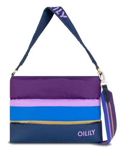 Bolsa de hombro azul Oilily Favor con diseño geométrico de bloques de color