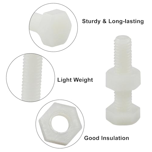 Murtenze QZD0620005 30 Pairs M6X25Mm Nylon Hex Bolts Plastic Hex Nuts Full Thread Hex Head Screws And Nuts Set thumb #3