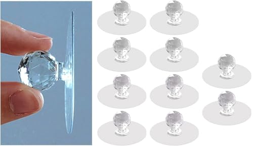 Image of Diamond Crystal Shaped Strong Sticker Hanging Home,use for Cabinet Hook, drower, Kitchen, Non Drilling Tool Waterproof and Oilproof Wall Hooks (Diamond Hook-10)