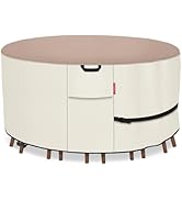 Porch Shield Round Patio Furniture Cover - Waterproof 600D Heavy Duty Outdoor Table and Chairs Co...
