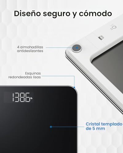 Miniatura 7 de Báscula De Baño Digital Renpho, Balanza Peso Corporal De Alta Precisión Con Pantalla Iluminada, Tecnología Step-On, 400 Lb, Vascular De Peso Electronica En Kg Lb St, 28 X 28 Cm, Core 1s