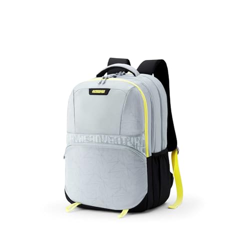 Image of American Tourister Opus | 36 Ltrs | 3 Compartments | Bottle Pocket | Ergonomic Padded Back Panel & Shoulder Straps | High School Backpack | 1 Year International Warranty | Light Grey