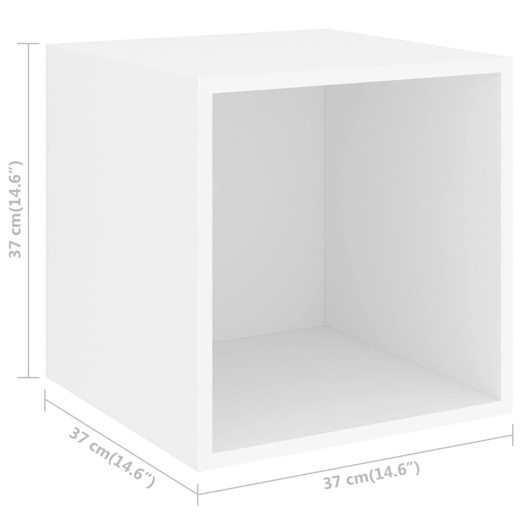 4-TLG. TV-Schrank-Set, Weiß, Holzwerkstoff, Wandmontage, Modernes Media-Center für Wohnzimmer, Schlafzimmer, Vielseitige Aufbewahrungslösung