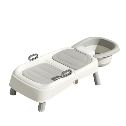 Bxzzuisシャンプーチェア シャンプー洗髪器 妊婦用子供用洗髪椅子 調節可能 安全 滑り止め 調節可能なヘッドレスト両側に肘掛け付き 折り畳み式 省スペース 介護者用/妊娠/入院/高齢者/子供 ベビー用品 家庭用 (グレー,シャンプーチェア+シャンプー