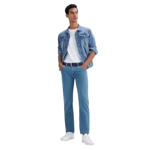 Image of Pepe Jeans Men's Straight Fit Jeans|Mid Rise |Stretchable Fabric| Jeans for Men | Available in Plus Size