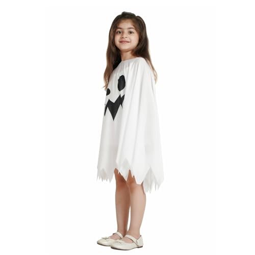 Image of Kaku Fancy Dresses Cotton Halloween White Cloak For Kids Scary Halloween Dress White Cloak For Kids - 7-8 Years