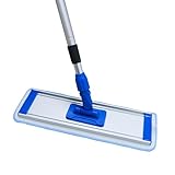 Nine Forty Microfiber Wet Dry Dust Mop for Hardwood Floor Set | Heavy Duty Mop Head with Handle for Industrial, Commercial, and Residential Cleaning | One Piece Aluminum Handle | 18 Inch Flat Pad