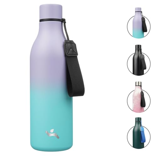 Image of Konokyo 25 oz Insulated Stainless Steel Metal Water Bottle with Strap | BPA-free, leak-proof, dishwasher-safe reusable bottle with strap for gym, school, hiking, outdoor travel & hydration