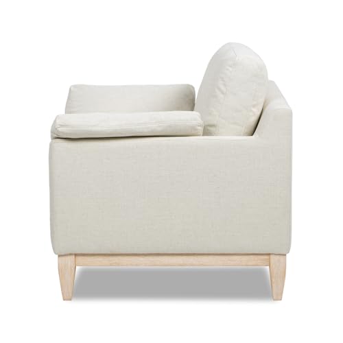 Sillón moderno de lino blanco lavado miniatura 5