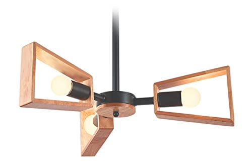 LED Pendelleuchte aus Holz - Holz Hängelampe für Esstisch Schlafzimmer Wohnzimmer (3heads, Schwarz) Cover