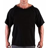 T-shirt girocollo da uomo in cotone leggero, ideale per bodybuilding, palestra, allenamento, lezioni di fitness e uso quotidiano (taglia XXL, nero)