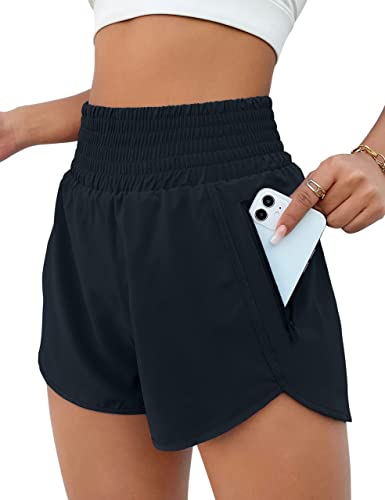 Image of BMJL Women's Athletic Shorts High Waisted Running Shorts Pocket Sporty Shorts Gym Elastic Workout Shorts