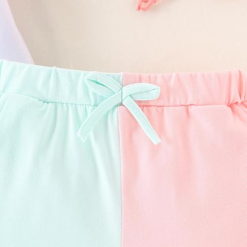 Image of Cakaner Toddler Kids Girl Clothes Floral Letter Graphic Top + Shorts 2PC Girls Summer Short Set