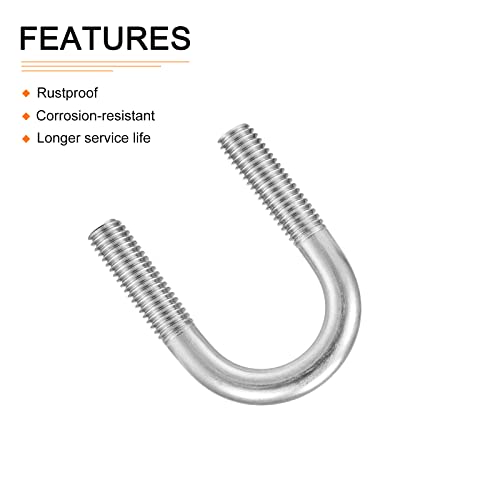 Image of DTGN 1 inchx1.93 inch(DXL) Round U-Bolts - 5Pack - Good for Construction Industry - 304 Stainless Steel Round Bend U Bolt - Silver