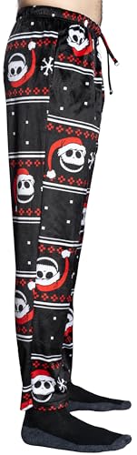 The Nightmare Before Christmas Jack Skellington Snowflakes All Over Mens Holiday Lounge Pants - Officially Licensed3