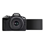 Canon EOS R50 Systemkamera + RF-S 18-45mm is STM Objektiv - Spiegellose Kamera (Digitalkamera mit Autofokus + Motiverkennung für Personen Augen Tiere Fahrzeuge, 4k Video, 15 Bilder pro Sek.) schwarz