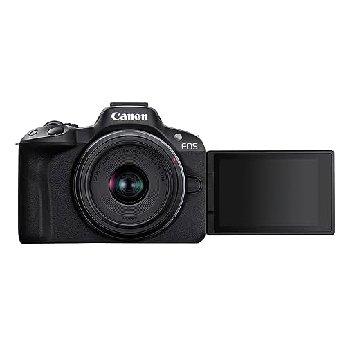 Canon EOS R50 Appareil Photo Hybride + Objectif RF-S 18-45mm is STM – Appareil Photo numérique avec autofocus + détection de scène et des Visages, Animaux véhicules Vidéo 4k, 15 Images par Sec – Noir