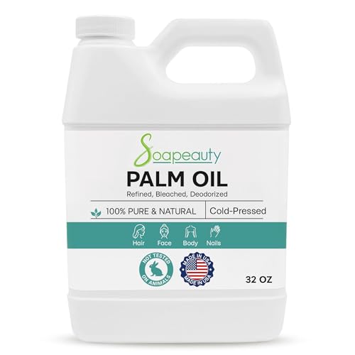 Soapeauty Palm Oil RBD – 100% Pure, Cold-Pressed, Non-Hydrogenated & Sustainable for DIY Soap, Creams & Lotions – Rich in Vitamin E – 32 fl oz