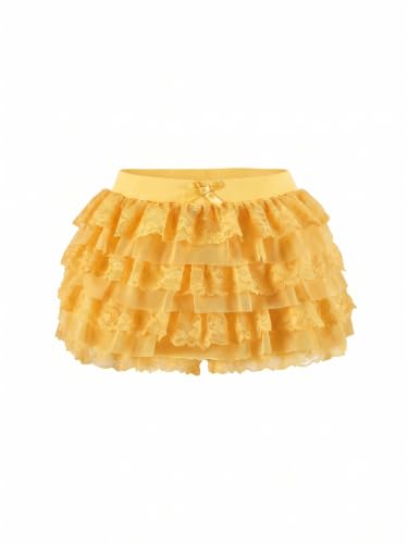 Image of Women Y2K Lace Multi-Layered Bloomers Lolita Ruffle Shorts Cute Mini Skirt