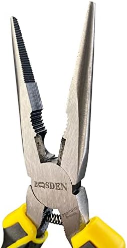 BOOSDEN 8 inch Needle Nose Pliers with Side Cutters, Precision Long Nose Pliers with Wire Cutters, Professional Needle Nose Spring Loaded Pliers, Used for Cutting Clamping Pinching Jewelry Making