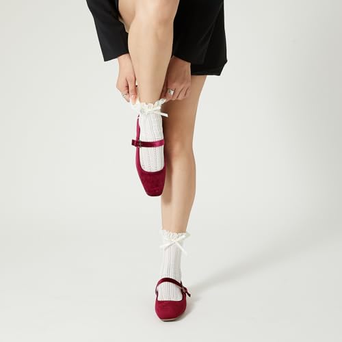 Image of Trary Mary Jane Shoes Women Woven Flats for Women Dressy Ballet Flats Squared Toe Mary Jane Flats Shoes