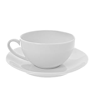 10 Strawberry Street Royal Coupe 10 Oz Oversized Cup and Saucer, Set of 6, White