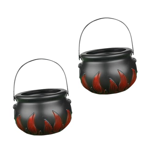 Zerodeko 2Pcs Black Cauldron Candy Bucket with Handle Halloween Party Favors Witch Kettle for Trick Treat Fun for Candy Holder for Halloween Celebrations