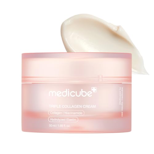 medicube Triple Collagen Cream, Crema Hidratante y Reafirmante para Arrugas y Piel Madura, con Ácido Hialurónico, Elastina y Manteca de Karité, para una Piel Firme y Luminosa, Skincare Coreano, 50ml