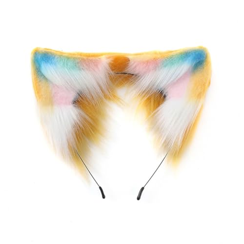 Carnivals レインボーカラー 猫 耳 ヘア フープ 女性 ヘッドバンド メイク ヘッドバンド イースター ハロウィン コスプレ ヘアアクセサリー
