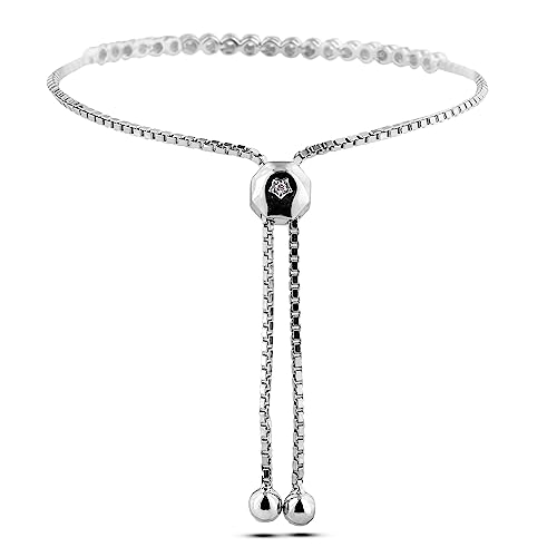 Image of Polar Light Signature Canadian Diamond Charm Bracelet in .925 Sterling Silver - Choice of Rolo or Paperclip Style Chain