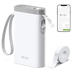 Nelko Label Maker Machine with Tape, P21 Portable Bluetooth Label Printer, Wireless Handheld Sticker Maker Mini Label Makers with Multiple Templates for Organizing Storage Barcode Office Home, White