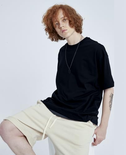 Mens Oversized T-Shirts Fashion Loose Fit Crewneck Tshirt Streetwear Heavyweight Short Sleeve Tee Shirt Gym Workout Tops3