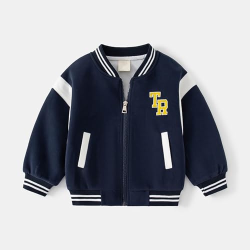 Kids Baseball Jackets Boys Fit Varsity Jacket Casual Lightweight Zip Up Long Sleeve Cardigan School Coat With Pockets2